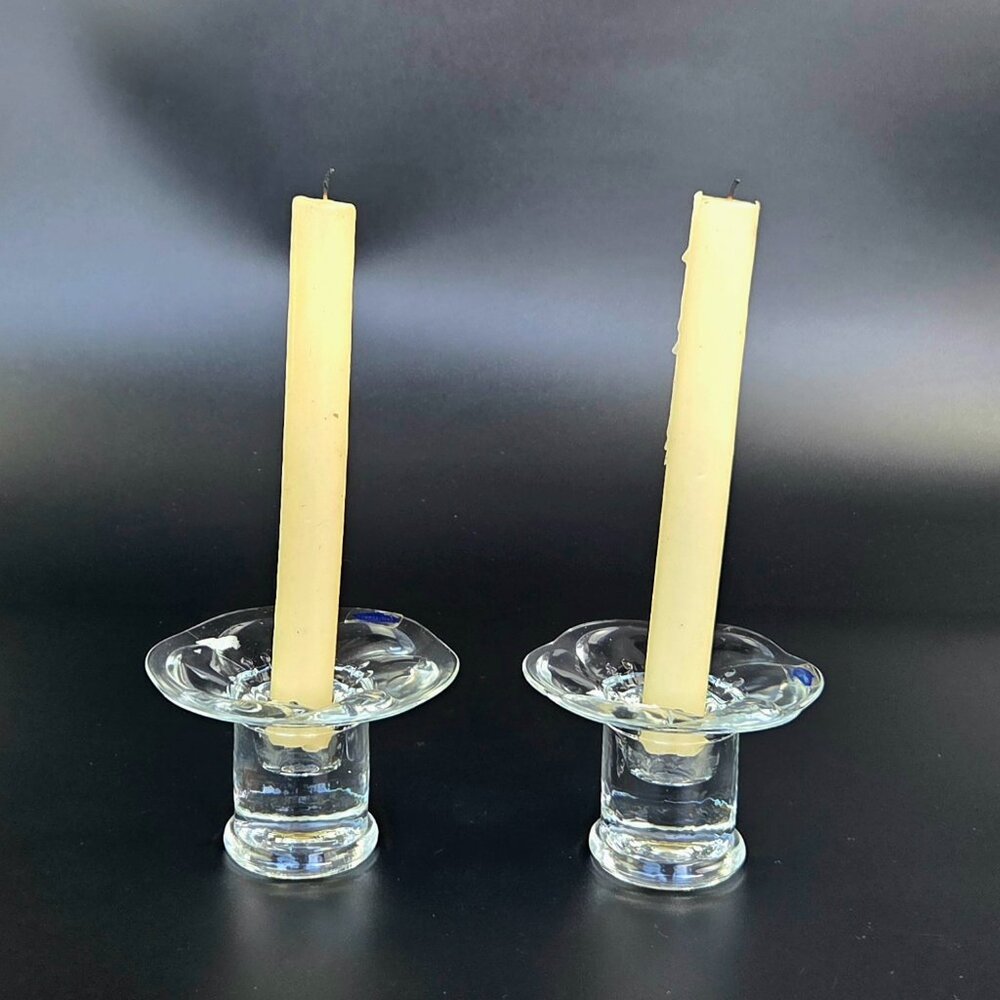 Vintage Nuutajärvi Lumme 1793 Finland Crystal Candle Stick Holder – Set of 2
